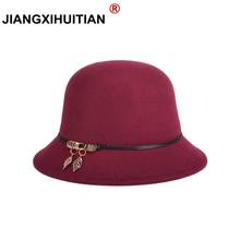 2017 new fashion Fedoras Hat for Woman Faux Woolen chapeu fedora feminino Winter Warm Leaves Hats Caps 57-58cm free shipping 2024 - buy cheap