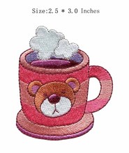 The cup with a bear 2.5"wide embroidery  for so lovely/hot-gas/hot water 2024 - buy cheap