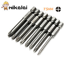 NEW 8pcs 75mm Long Magnetic Hex Cross Head Screwdriver Bits Electric Screwdriver Set S2 PH0,PH1,PH2 2024 - buy cheap