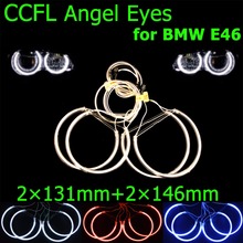 hippcron 2x131mm+2x146mm CCFL Halo Rings Kit Angel Eyes Headlight Decoration Blue Red White Color for BMW E46 1999-2003 2024 - buy cheap
