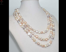 50'' 127cm Women Jewelry necklace white pink purple baroque flat pearl handmade real natural freshwater pearl gift 2024 - buy cheap