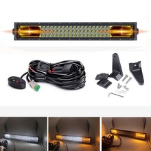 Barra de luz de led, iluminação em branco, âmbar e tripla fileira de led, iluminação para carros e caminhões, com kit de cablagem 2024 - compre barato