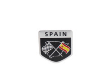 Alumínio espanha chequered bandeira escudo para fender tronco emblema adesivo 2024 - compre barato