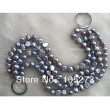 Pulsera de perlas de agua dulce para mujer, brazalete de perlas barrocas de Color negro y gris de 7-8mm, 4 filas, envío gratis 2024 - compra barato