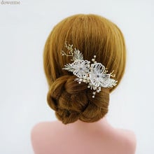 Grampo de cabelo de noiva floral frisado, joias pérolas de casamento penteado acessórios feitos à mão barrettes femininos 2024 - compre barato