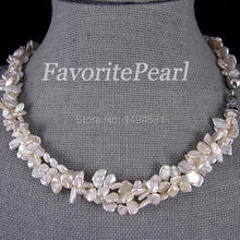 Pearl Necklace - 18-19 Inches 3 Rows 6x10mm White Color Keshi Pearl Necklace Handmade Jewelry Free Shipping 2024 - buy cheap