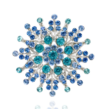 Large Size Silver Plated Blue Rhinestone Crystal Vintage diamante Brooch for wedding invitation 2024 - buy cheap
