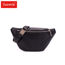 Black Chain Lychee Leather Waist Bag Antitheft  Waterproof  Fanny Pack Women Walking Shopping Band belt Money Bum Bag 2024 - buy cheap