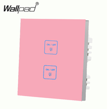 Hot Sales Wallpad 110-250V 86*86mm 2 Gang 2 Way Luxury Pink Glass LED Wall Switch Touch Panel,Free Shipping 2024 - buy cheap