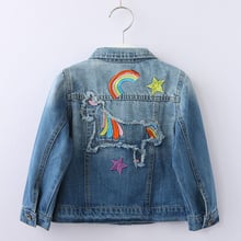 Baby Girls Denim Coats Rainbow Unicorn Embroidery Jeans Jackets For Girl Toddlers Denim Jackets Kids Outerwear Autumn Jacket 2024 - buy cheap