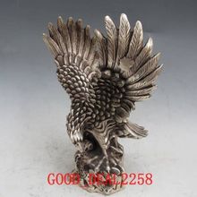 Elaborate Old Tibetan Silver Handwork Eagles Statue with Qing Dynasty Mark 2024 - buy cheap