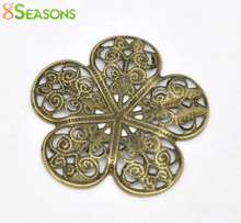 8SEASONS 50 Bronze Tone Filigree Flower Wraps Connectors 36x36mm (B14161) 2024 - buy cheap