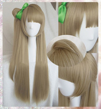 LoveLive! Love Live Minami Kotori 80cm Long Linen Brown Heat Resistant Cosplay Costume Wig + Bow Hairpin 2024 - buy cheap