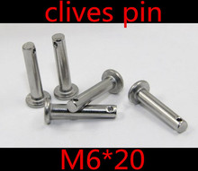 Pin de horquilla de acero inoxidable, pasador cilíndrico de cabeza plana con agujero, M6 x 20, 6mm, M6, 304, 20 Uds./lote 2024 - compra barato