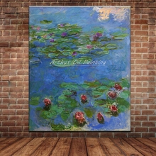 Arthyx-hermosos lirios de agua de Claude Monet, pintados a mano, pintura al óleo de paisaje para decoración de pared del dormitorio 2024 - compra barato