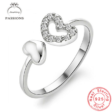 Anillos de plata esterlina 925 para mujer, anillos abiertos de diamantes de imitación grandes, anillos de corazón de amor para compromiso y boda, venta al por mayor 2024 - compra barato