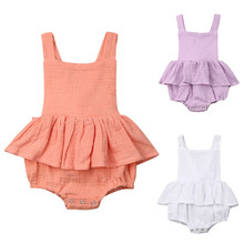 Summer Newborn Baby Girl Ruffle Solid Bodysuit Jumpsuit Outfit Clothes Sleeveless Backless One Pieces White Purple 2024 - buy cheap