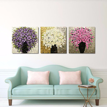 100% Hand Painted 3 Pcs Set Abstract Knife Flower Oil Painting On Canvas Picture Home Wall Decoration Art Modern For Living Room 2024 - buy cheap