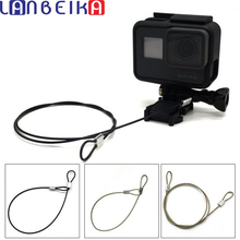 De Segurança Em Aço Inoxidável LANBEIKA 60cm Alça Cordão Tether para GoPro Hero 10 9 8 7 6 5 4 SJCAM SJ4000 SJ5000 SJ6 SJ9 SJ8 DJI YI 2024 - compre barato