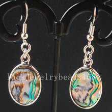 Free Shipping Women Fashion Jewelry New Zealand Abalone Shell Oval Beads Earring Pair C3498 2024 - buy cheap