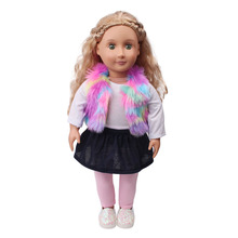 Doll clothes fur suit Color set pink pant toy accessories fit 18 inch Girl dollS and 43 cm baby doll c713 2024 - buy cheap