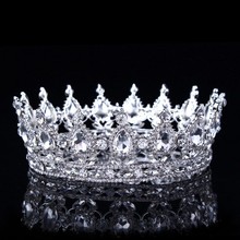 Big Rhinestone Round Crown Vintage Peacock Crystal Bridal Tiaras Crown Wedding Hair Accessories Pageant Diadem Bride Headbands 2024 - buy cheap