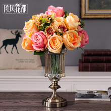 Хрустальное стекло для комнаты, прозрачная ваза, цветочный орнамент, американский стол, Декор, имитация, украшение для дома, цветок 2024 - купить недорого