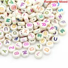DoreenBeads Acrylic Spacer Beads Round Mixed AB Color Letter Pattern About 7mm( 2/8") Dia, Hole: Approx 0.8mm, 25 Pieces 2024 - buy cheap