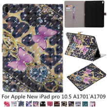 Funda de cuero inteligente con tapa magnética para iPad pro, carcasa trasera con grabado 3D de mariposa y bolígrafo, para iPad pro 10,5 a1701' 1709 2024 - compra barato