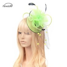 Fashion Wedding Women Ladies Day Race Cocktail Ascot Party Accessories Feather Net Fascinator Headwear Hair Clip Headdress 2024 - buy cheap