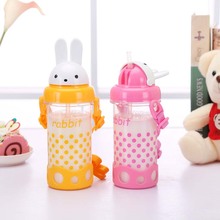 Taza de leche portátil con pajita para bebé, botella de alimentación de conejo de dibujos animados, botella de leche de agua para bebé, taza para beber para recién nacido, 380ML 2024 - compra barato