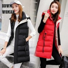 Mid-length Cotton Vest Female Autumn and Winter Korean Thicken Student Vests Jacket Zipper Hooded Vest ZO795 2024 - buy cheap