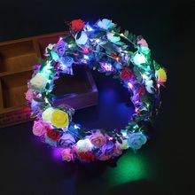 Diademas de corona con luces LED parpadeantes brillo Floral, guirnalda de flores para fiesta, boda, niña, diadema, DS19, 1 ud. 2024 - compra barato