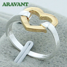 Anillos de corazón de Color plata para mujer, joyería chapada en plata, anillo de boda a la moda, 925 2024 - compra barato