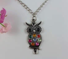 Rhinestone Owl Necklace Pendant Charms Vintage Silver Choker Collar Statement Necklace For Women Jewelry Gifts  HOT DIY Z390 2024 - buy cheap