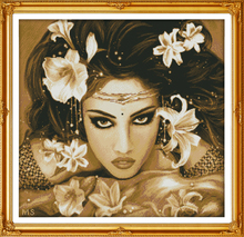 Charming woman Cotton Portrait home decor Cross Stitch kits 14ct white 11ct print embroidery DIY handmade needlework wall 2024 - buy cheap