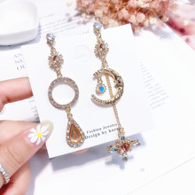 BOEYCJR Star & Moon Rhinestone Stud Earrings Handmade Fashion Jewelry Round Shape Earrings for Women Gift  2024 - buy cheap