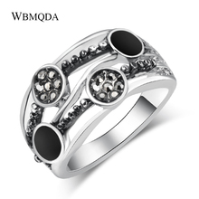 2018 Fashion Black Enamel Crystal Wave Ring Silver Color Layered Rings For Women Punk Rock Jewelry Drop Shipping 2024 - buy cheap