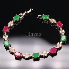 JINYAO Beautiful Style Gold Color Bracelets Green&Red Zircon Wedding Chain Bracelet Bangle For Women Birthday Gift D05-1 2024 - buy cheap