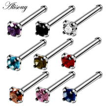 Alisouy 1PC Stainless Steel Crystal Gem Nose Stud Piercings Nose Bone Screw Nazir Piercing Nostril Earring Body Piercing Jewelry 2024 - buy cheap