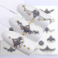 YWK 1 лист драгоценный камень/ожерелье/цветок для ногтевого дизайна водяные знаки татуировки наклейка на ногти водная переводные наклейки украшения 2024 - купить недорого
