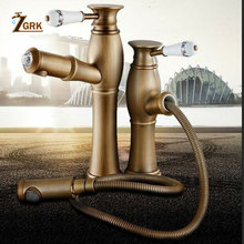ZGRK Basin Faucets Bathroom Sink Tap Antique Brass Faucet Single Handle Vintage Deck Mount Torneiras Hot And Cold Basin Tap 2024 - buy cheap
