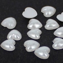 White color Glue on Half Heart Acrylic Imitation Flatback Pearl Beads for Jewelry Making /Nail Art /Phone Gel Polish Decoration 2024 - buy cheap