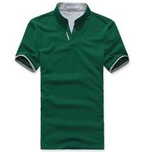 Мужская футболка с воротником-стойкой, футболка с коротким рукавом, однотонная M-XXXL 2024 - купить недорого