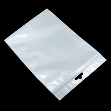 Bolsa de plástico transparente y blanca con cremallera de cierre automático, embalaje al por mayor, Bolsa con cierre de cremallera de almacenamiento con agujero colgante, 18x26cm 2022 - compra barato