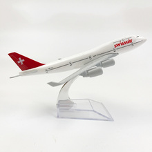 Avión de aleación a escala 1/400, Boeing 747 Swiss Air de 16cm, modelo de avión de aleación B747, juguetes para niños, regalo para niños para colección 2024 - compra barato