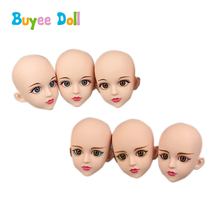 Cabeza de muñeca de plástico con ojos reales para niñas, 1 unidad, 1/4 BJD DIY para muñecas, accesorios para el cuerpo sin maquillaje, juguetes de Cosplay 2024 - compra barato