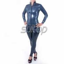 Metallic blue latex rubber catsuit with glove &socks for women latex  fetish full bodysuit 2024 - buy cheap