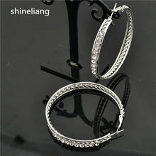 Shineliang Big round circle Hoop Earrings for women Fashion Female Jewellery brand Wide Rhinestone Gold silver plated rings ear 2024 - buy cheap