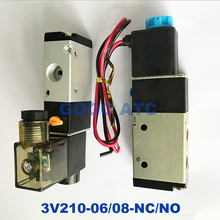 GOGO Pneumatic solenoid valve 3V210-06 3V210-08 NO/NC Port 1/8" 1/4" 24V DC 3/2 way control valve with Plug type red LED light 2024 - buy cheap